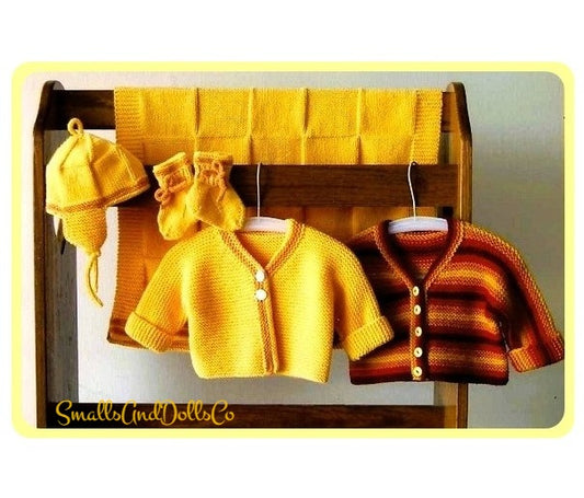 Vintage Knitting Pattern Classic Garter Stitch Baby Layette 4 Piece Set PDF Instant Digital Download 6-18 m DK