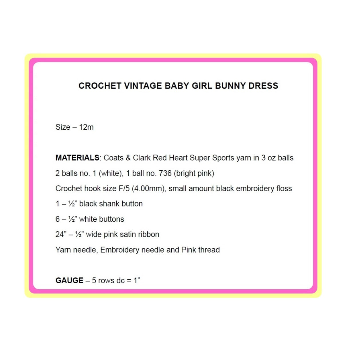 Vintage Crochet Pattern Baby Toddler Girl Marshmallow Bunny Easter Dress PDF Instant Digital Download Cute Bunnies 12m 1 Year