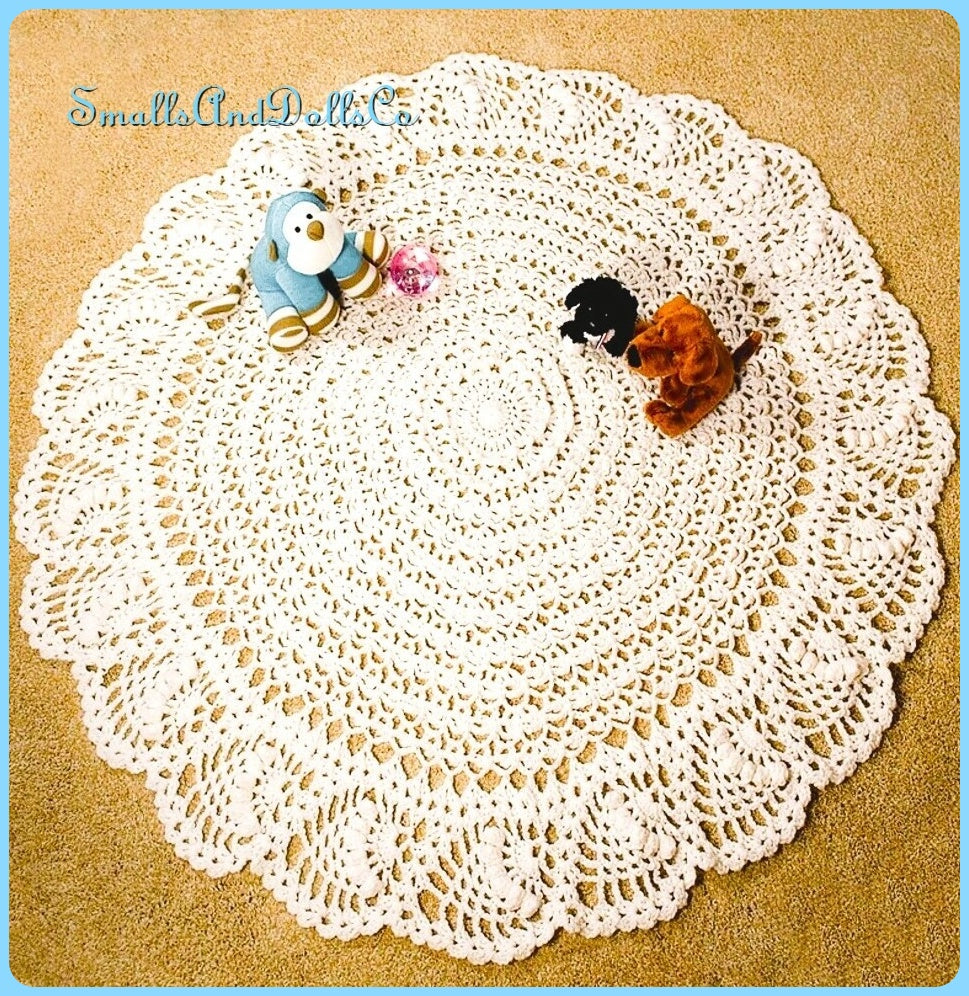 Vintage Crochet Lacy Pineapple Trimmed Circular Baby Blanket Pattern PDF Instant Digital Download Circle Keepsake Afghan Shawl 10 Ply