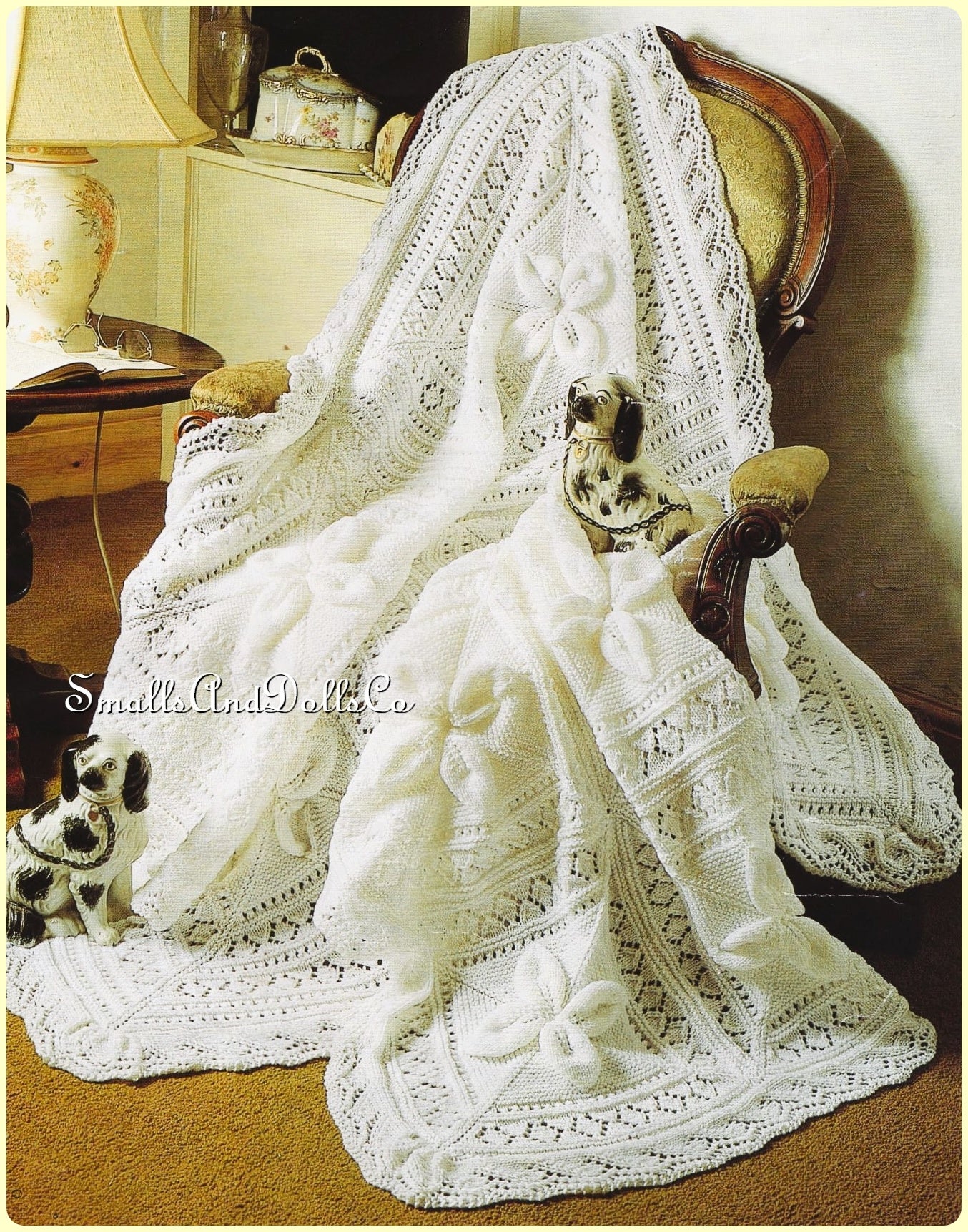 Vintage Knitting Pattern Lacy Raised Leaf Baby Blanket Cot Cover or Shawl PDF Instant Digital Download Square Pram Carriage Crib Cover DK