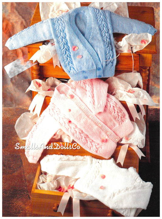 Vintage Knitting Pattern Pretty Leaf Border Baby Cardigan Pullover Sweaters PDF Instant Digital Download 0-12m 3 Ply