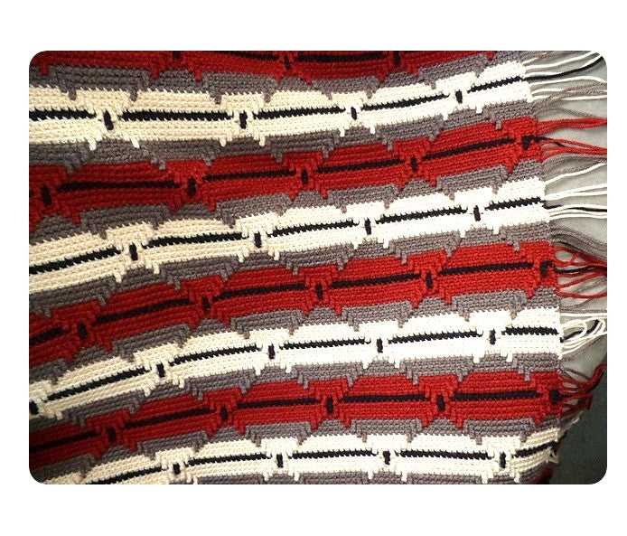 Vintage Crochet Afghan Navajo Indian Diamonds & Stripes Blanket Pattern PDF Instant Digital Download Retro 70s Diamonds Fringe Design