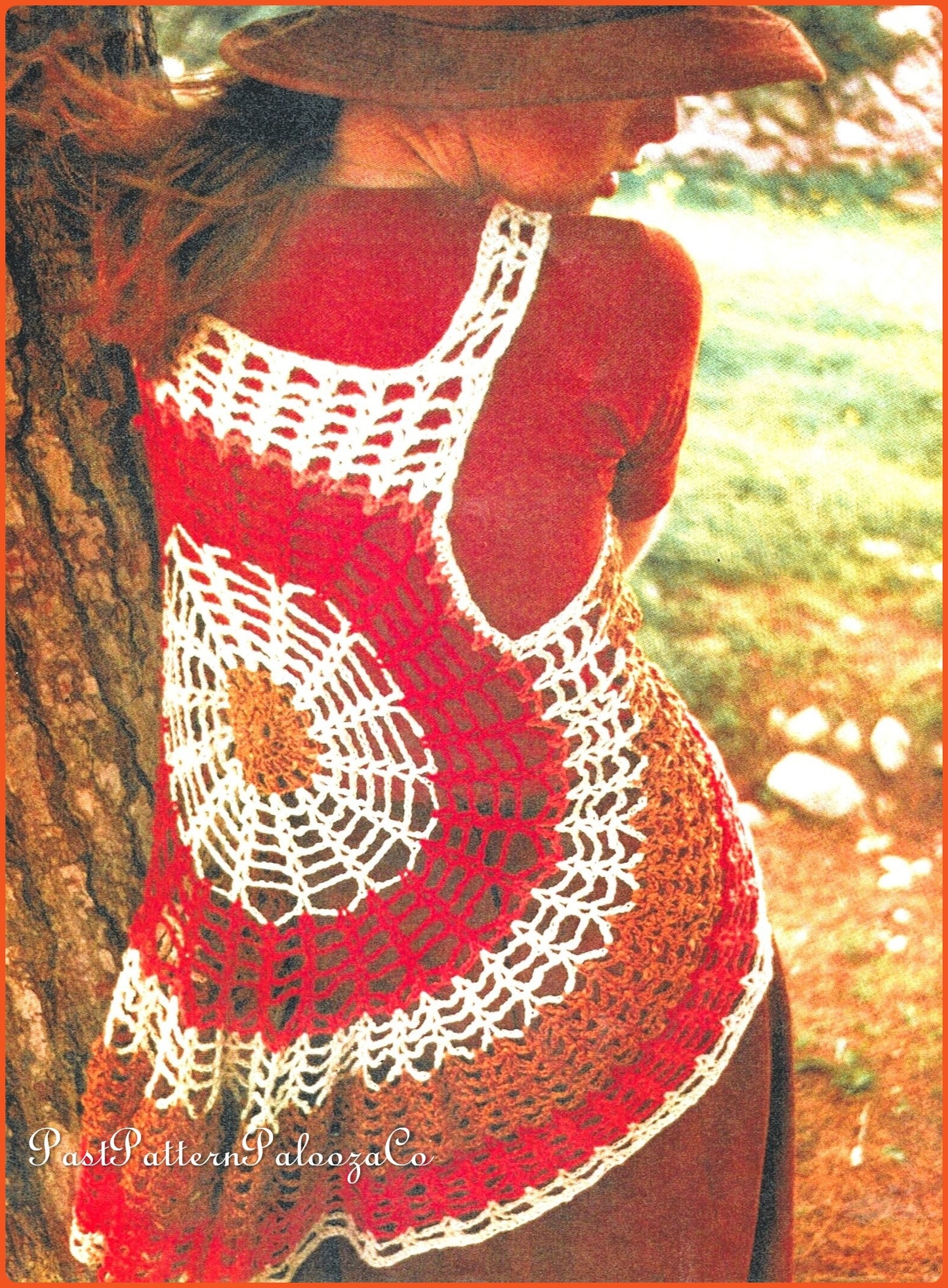 Vintage Crochet Pattern Retro Womens Groovy Circular CobWeb Vest PDF Instant Digital Download 1970s Boho Hippie Chic Waistcoat 4 Ply
