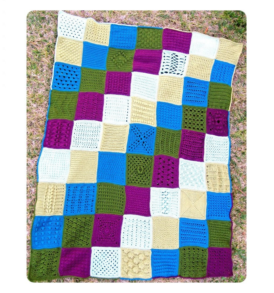 Vintage Crochet Pattern 63 Squares Heirloom Sampler Afghan Blocks Medley Blanket PDF Instant Digital Download Quick Easy Stitch 10 Ply