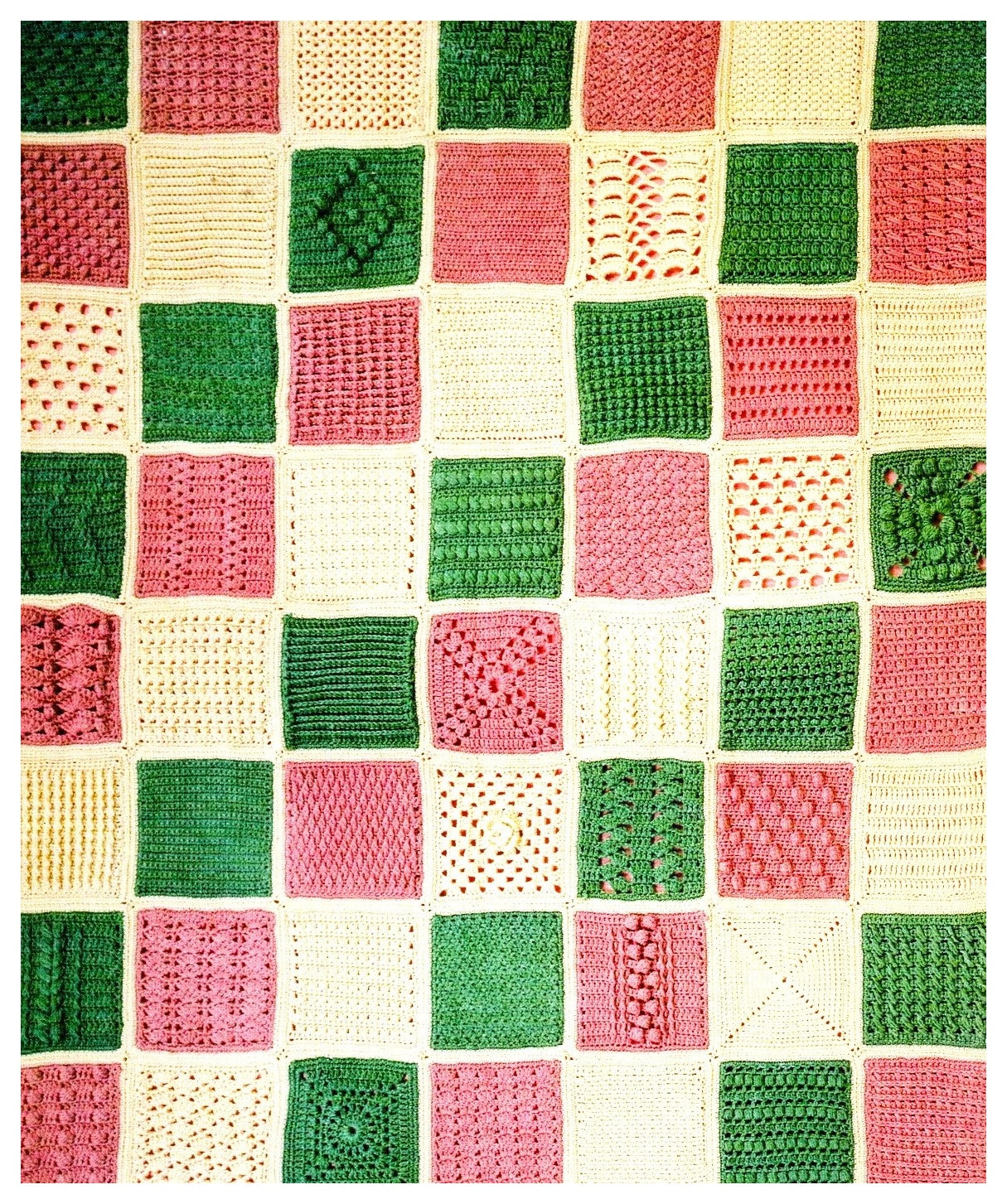 Vintage Crochet Pattern 63 Squares Heirloom Sampler Afghan Blocks Medley Blanket PDF Instant Digital Download Quick Easy Stitch 10 Ply