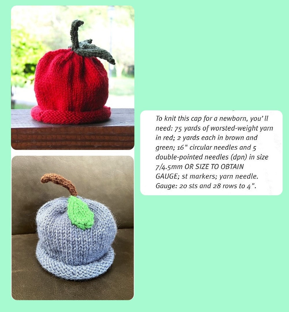 Vintage Knitting Pattern Easy Stitch Apple Cap Newborn Baby Fruit Hat PDF Instant Digital Download Beginners