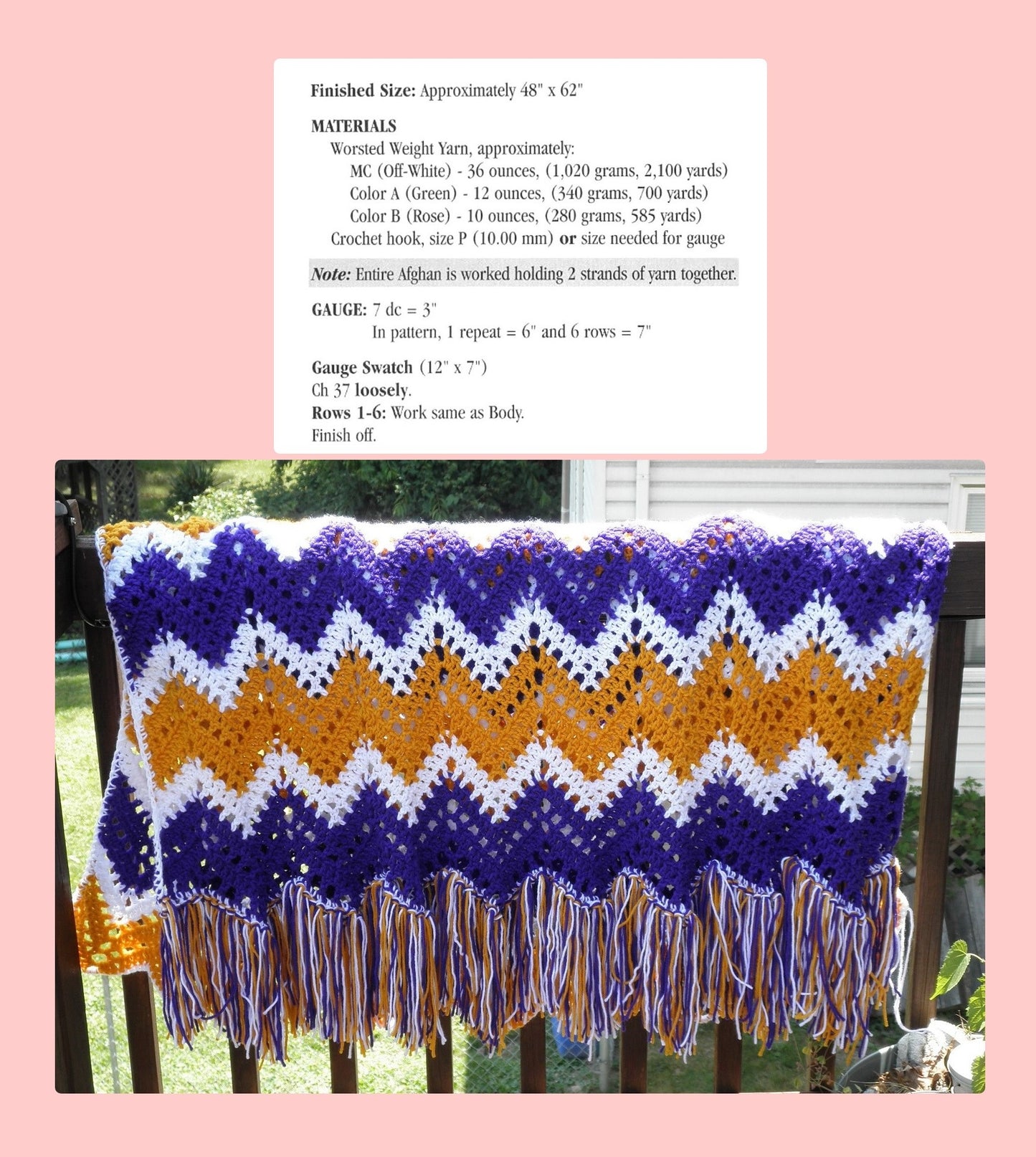 Vintage Crochet Pattern Filet Ripples Afghan Pattern PDF Instant Digital Download Chevron Zig Zag Lace Throw Blanket 48x62 10 Ply
