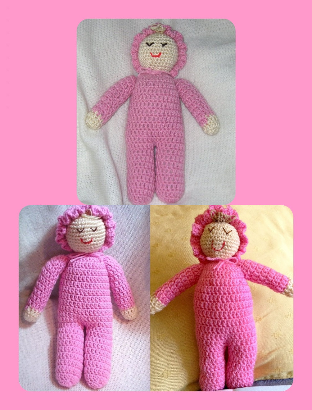 Vintage Crochet Pattern 11" Sweet Sleepy Baby Doll Soft Toy PDF Instant Digital Download Stuffed Baby's First Dolly Beginners 5 Ply