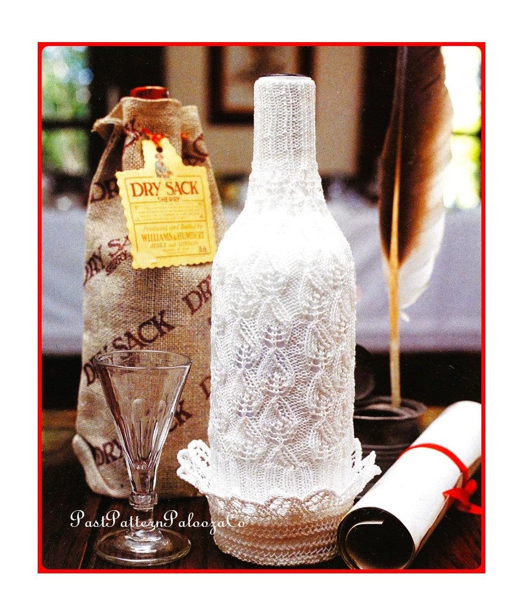 Vintage Knitting Pattern Wine or Liquor Bottle Sweater Cozy Topper Cover and Coaster Holder Set PDF Instant Digital Download Hostess Gift