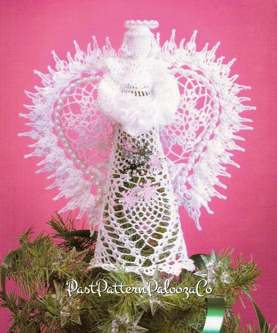 Vintage Christmas Crochet Pattern 11" Pretty Pineapple Angel Tree Topper Ornament PDF Instant Digital Download Ornate Lace Treetop Angel