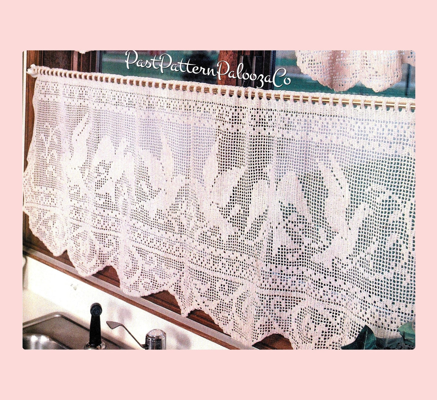 Vintage Thread Crochet Pattern Love Birds Window Valance Panel Cafe Curtains PDF Instant Digital Download Dove Motif Design