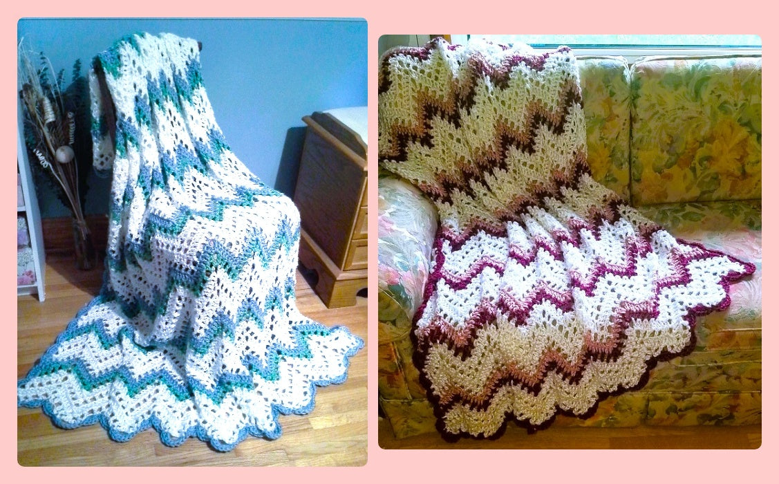 Vintage Crochet Pattern Filet Ripples Afghan Pattern PDF Instant Digital Download Chevron Zig Zag Lace Throw Blanket 48x62 10 Ply