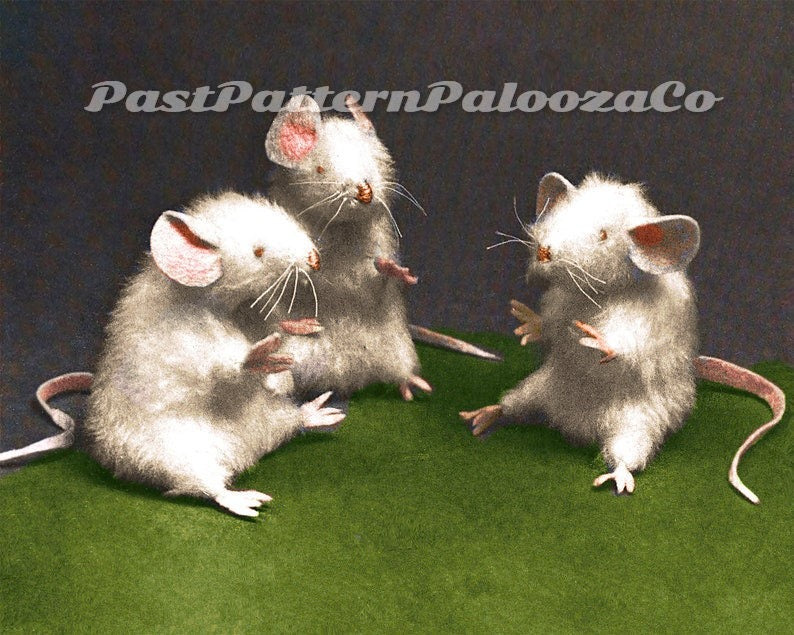 Vintage Sewing Pattern 4" Realistic Little Mouse Faux Fur Fabric Soft Sculpture Plush Toy PDF Instant Digital Download Stuffed Furry Mice