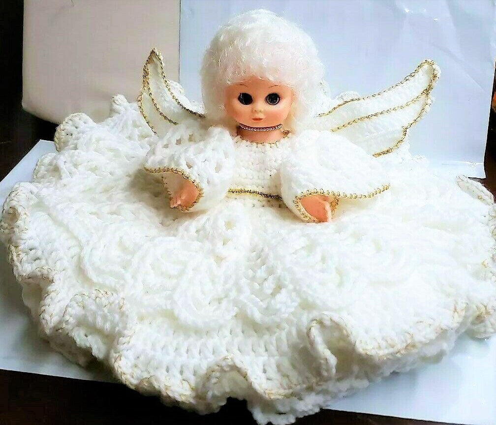 Vintage Crochet Pattern Angel Pillow Doll Bed Doll Music Box Doll Dress PDF Instant Digital Download 13" Doll Christmas Angel 10 Ply