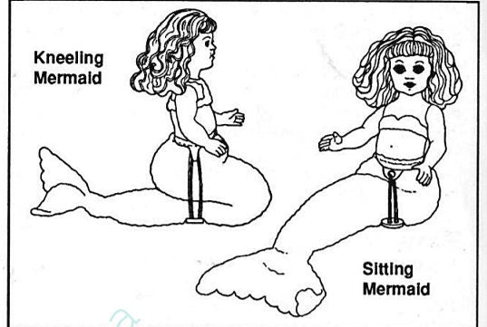 Vintage Crochet Patterns 13" Sea Mist Mermaids Bed Dolls Tail Hawaiian Outfits Standing or Pillow Doll PDF Instant Digital Download 10 Ply