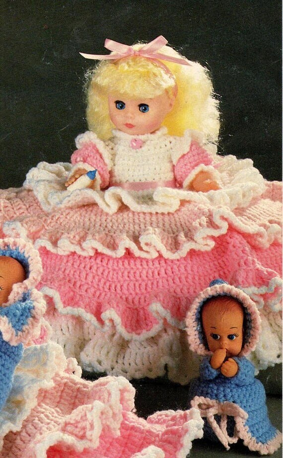 Vintage Crochet Pattern 13" Mother's Lullaby Bed Doll Music Box or Pillow Doll PDF Instant Digital Download 10 Ply