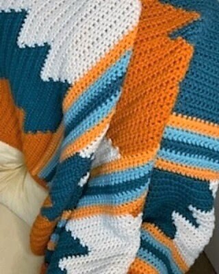 Vintage Crochet Afghan Pattern Southwestern Desert Sunset Blanket & Pillow Set PDF Instant Digital Download Navajo Indian Design 10 Ply