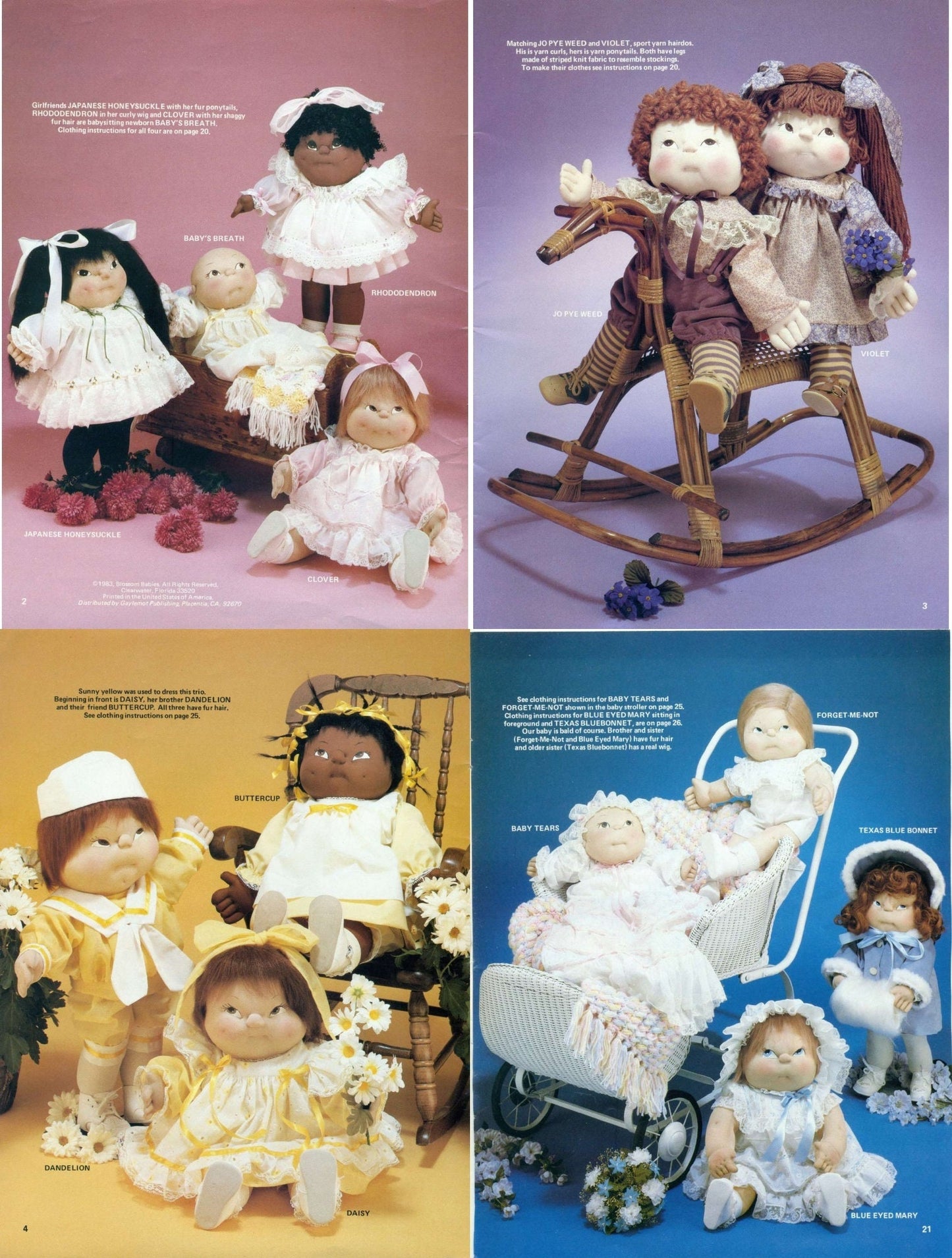 Vintage Sewing Patterns 18" 24" Soft Sculpture Toy Dolls Old Fashioned Outfits PDF Instant Digital Download Girl Boy and Pillow Face Dollys