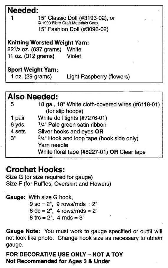 Vintage Crochet Pattern Camelia Outfit For an 15 inch Doll PDF Instant Digital Download Floral Dress Hat Bloomers Fashion Bed Doll 10 Ply