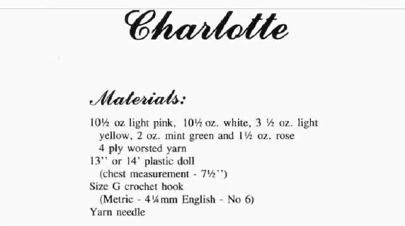 Vintage Crochet Pattern Charlotte Bed Doll Dress Outfit for 13-14" Dolls PDF Instant Digital Download Sweet Dreams Dumplin Designs