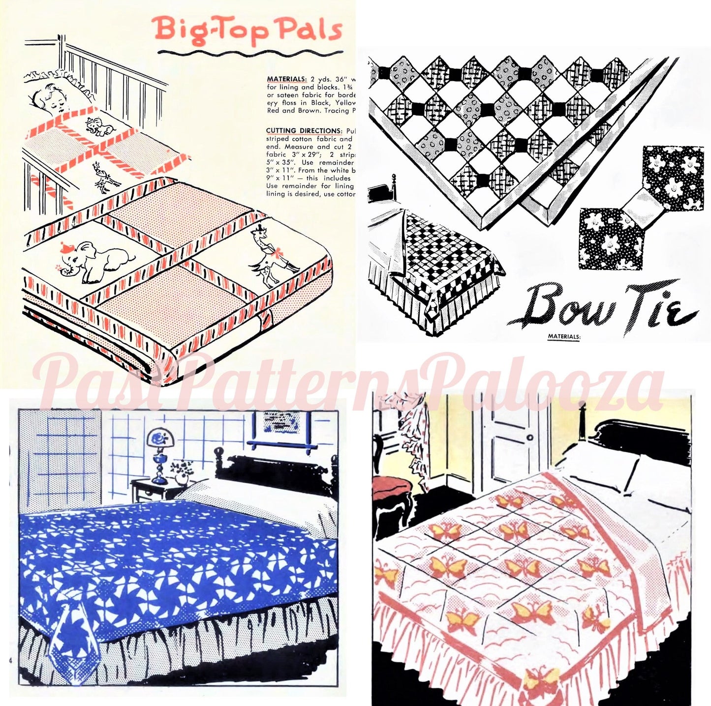 Vintage Sewing Pattern Young Folk's Quilts 10 Juvenile Childrens Bed Covers 1956 PDF Instant Digital Download Kids Bed Quilts Baby to Teens