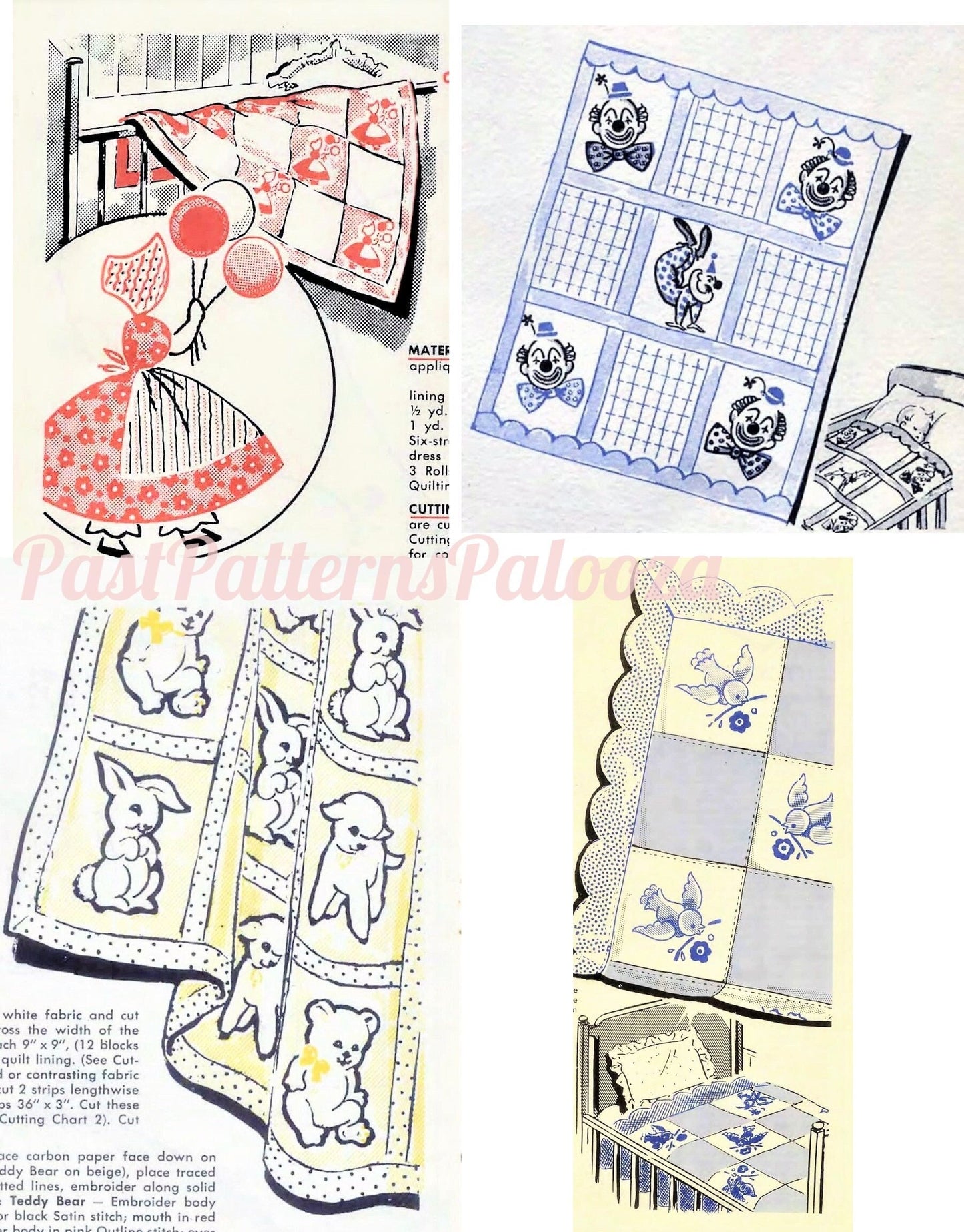 Vintage Sewing Pattern Young Folk's Quilts 10 Juvenile Childrens Bed Covers 1956 PDF Instant Digital Download Kids Bed Quilts Baby to Teens