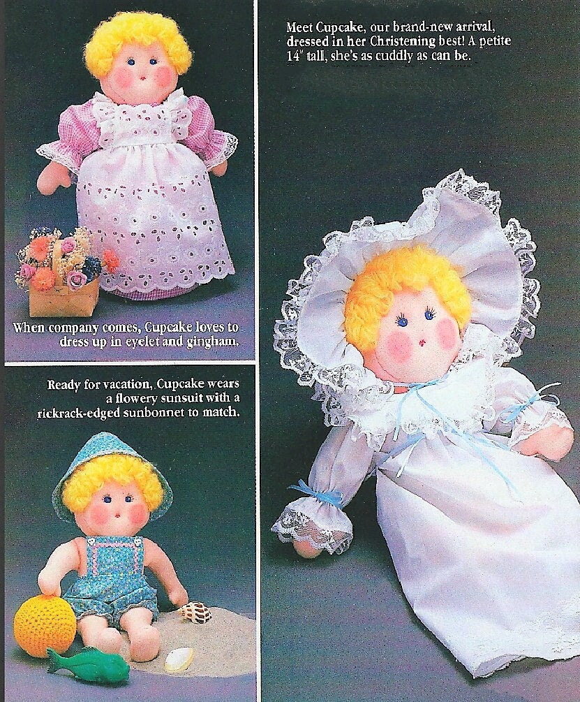 Vintage Sewing Pattern 15" Fabric Baby Soft Sculpture Toy Doll and Layette Moses Basket Bed and Accessories PDF Instant Digital Download