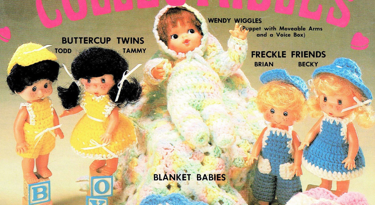Vintage Crochet Patterns 10" Baby in a Blanket Dolls and Clothes for 7" Dolls PDF Instant Digital Download Retro Blanket Baby Dolls