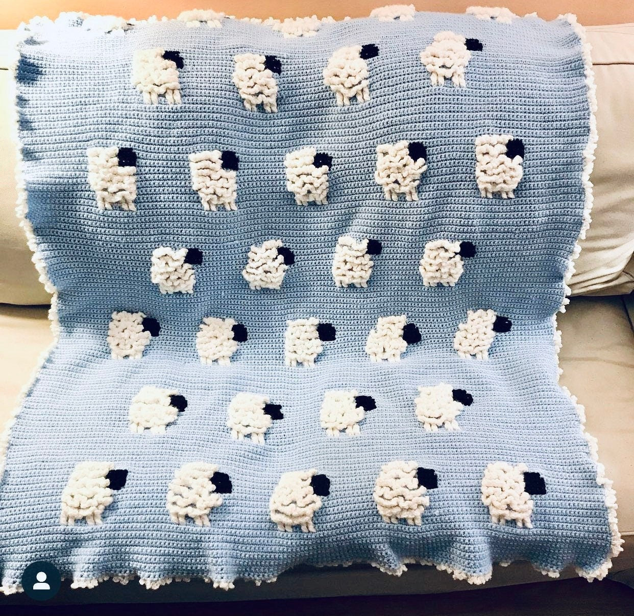 Vintage Crochet Pattern Baa Baa Lamb Blanket Afghan PDF Instant Digital Download Baby Afghan Loopy Lambs Sheep 38x44