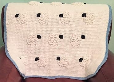 Vintage Crochet Pattern Baa Baa Lamb Blanket Afghan PDF Instant Digital Download Baby Afghan Loopy Lambs Sheep 38x44