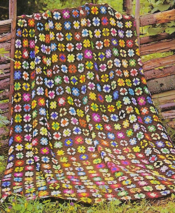 Vintage Crochet Pattern Mini Tiny Small Granny Squares Flowers Afghan PDF Instant Digital Download Bohemian Scrapghan Blanket 10 Ply