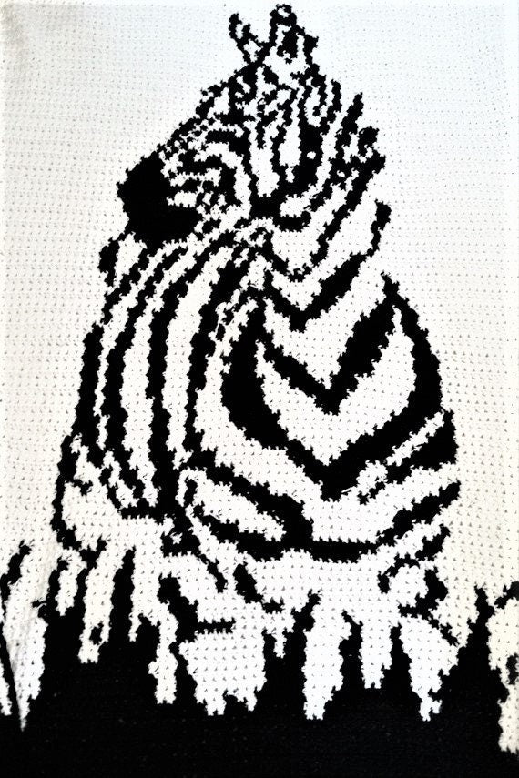 Vintage Crochet Pattern Zebra Afghan PDF Instant Digital Download Wild Animal Jungle Africa Safari Blanket or Wall Hanging 46x61 10 Ply