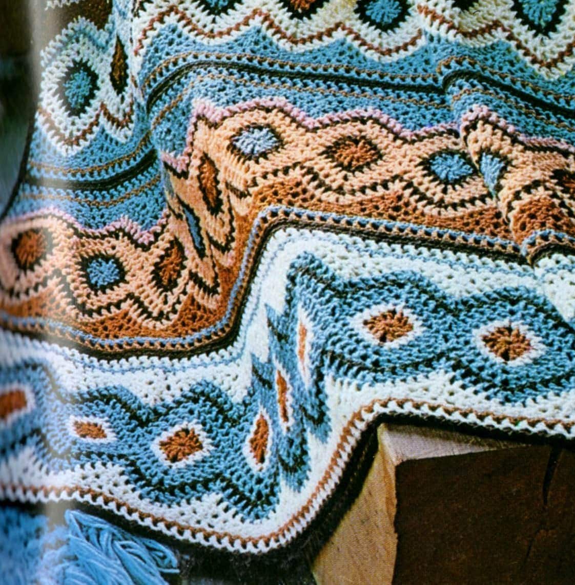 Vintage Crochet Navajo Afghan Pattern PDF Instant Digital Download Southwestern Aztec Mosaic Diamonds Design 45x64 10 Ply