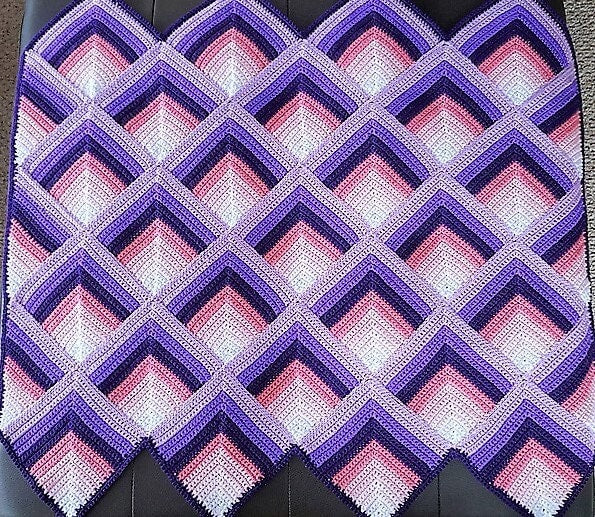 Vintage Crochet Pattern Pretty Pyramid Afghan PDF Instant Digital Download Retro 1931 Log Cabin Diamonds Throw Blanket 10 Ply
