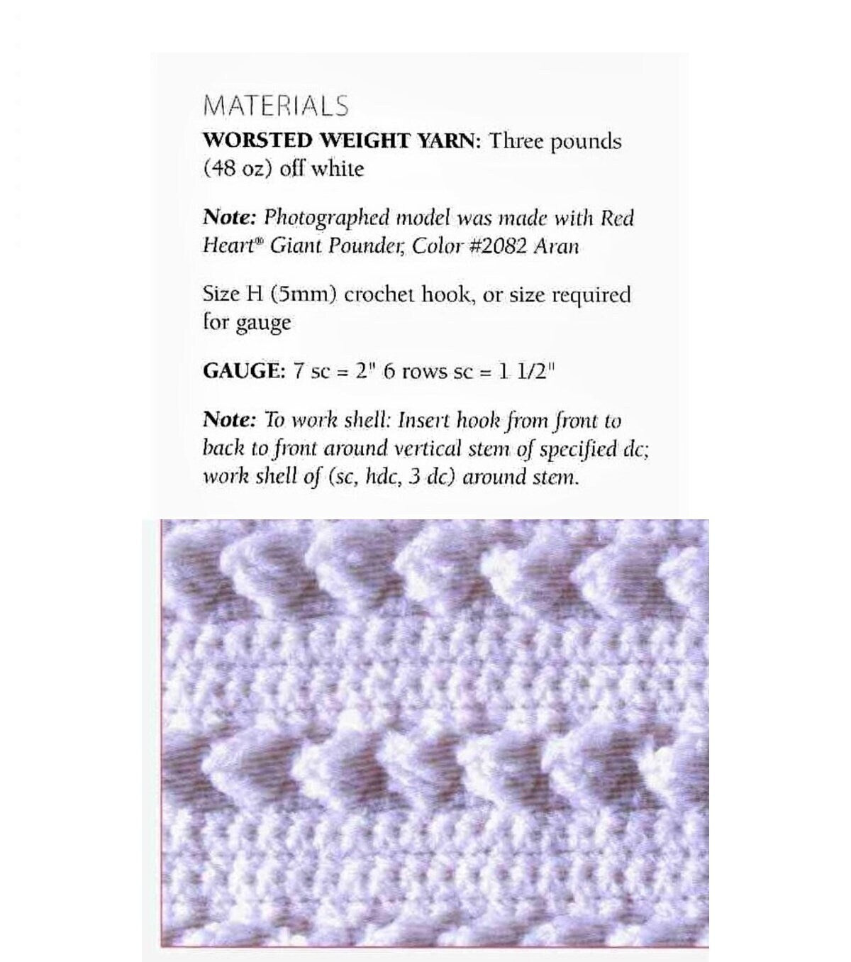Vintage Crochet Pattern Fisherman Shells Aran Afghan Blanket with Fringe PDF Instant Digital Download 10 Ply