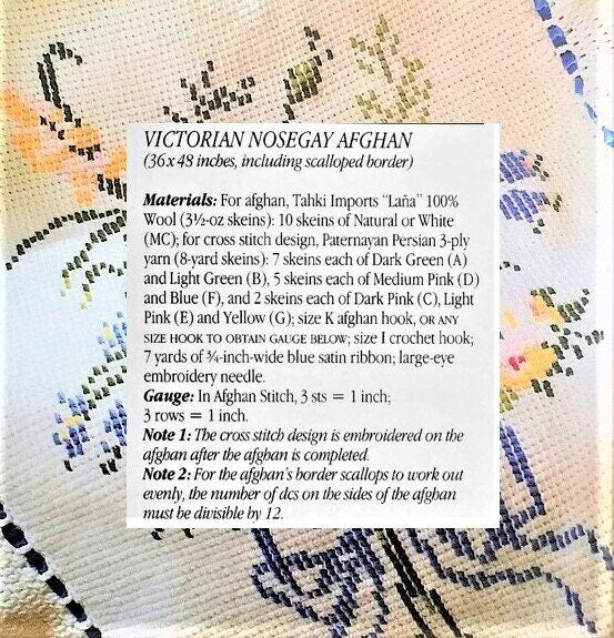 Vintage Crochet Pattern Victorian Rose Bouquet Afghan PDF Instant Digital Download Cross Stitch Nosegay Blanket 36x48 Bulky 12 Ply