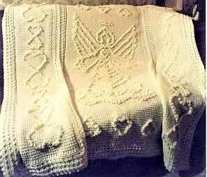 Vintage Crochet Pattern Heavenly Angels Hearts Paneled Afghan PDF Instant Digital Download Puffy Bobble Picots & Tunisian Stitch 10 Ply
