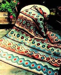 Vintage Crochet Navajo Afghan Pattern PDF Instant Digital Download Southwestern Aztec Mosaic Diamonds Design 45x64 10 Ply