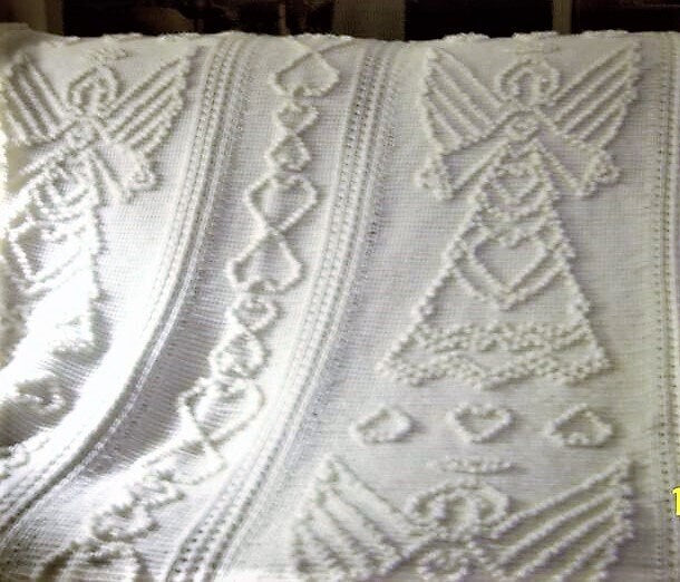 Vintage Crochet Pattern Heavenly Angels Hearts Paneled Afghan PDF Instant Digital Download Puffy Bobble Picots & Tunisian Stitch 10 Ply