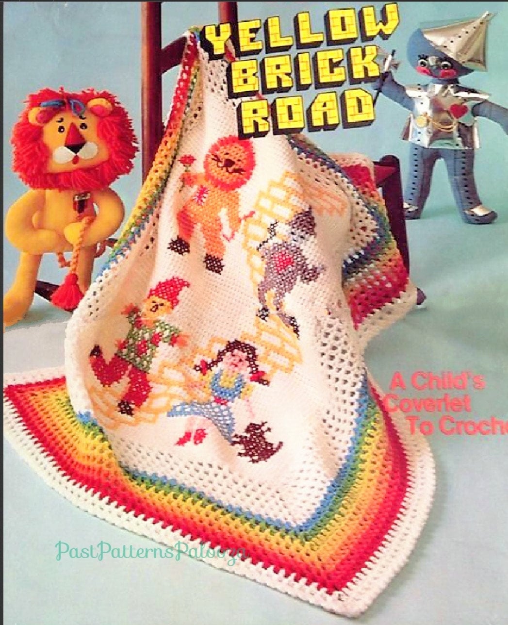 Vintage Crochet Pattern Yellow Brick Road The Wizard of Oz Blanket Afghan PDF Instant Digital Download Child Kids Coverlet Bed Throw 4 Ply