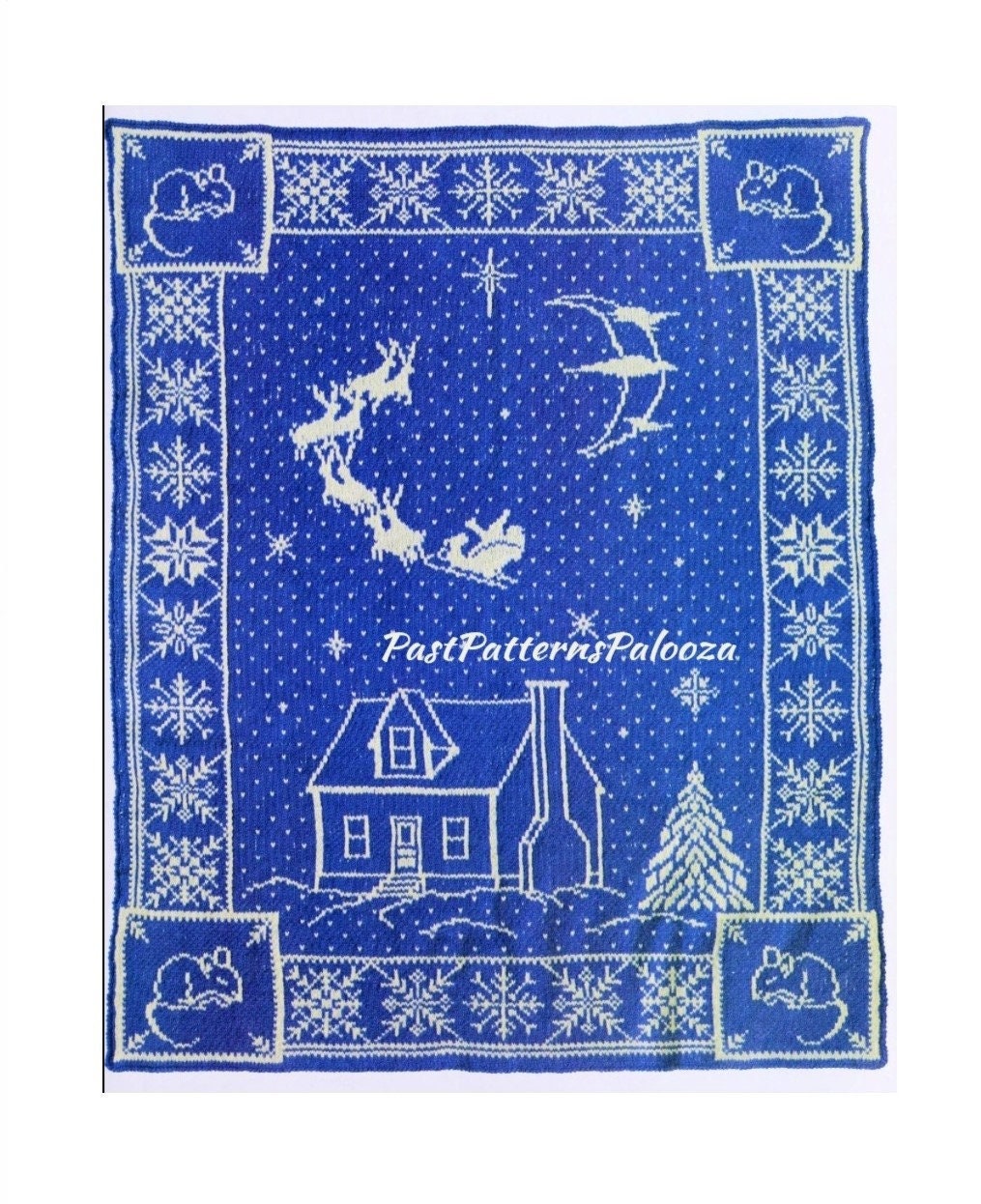 Vintage Knitting Pattern The Night Before Christmas Sky Scene Afghan PDF Instant Digital Download Reversible Fair Isle Blanket 10 Ply