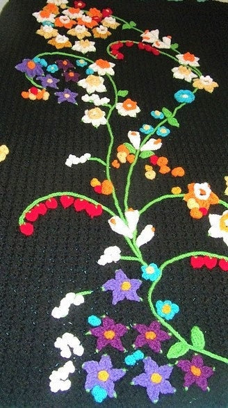 Vintage Crochet Flower Fountain Squares Afghan Pattern PDF Instant Digital Download Lilies Wildflower Floral Spray Bedspread 10 Ply