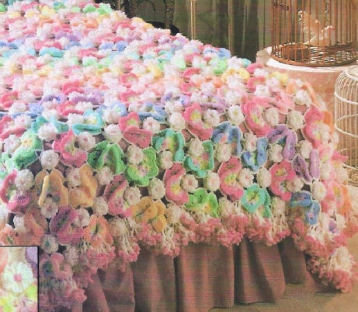 Vintage Crochet Pattern Rainbow Butterflies and Blooms Afghan PDF Instant Digital Download Retro Floral Butterfly Garden Bedspread Blanket