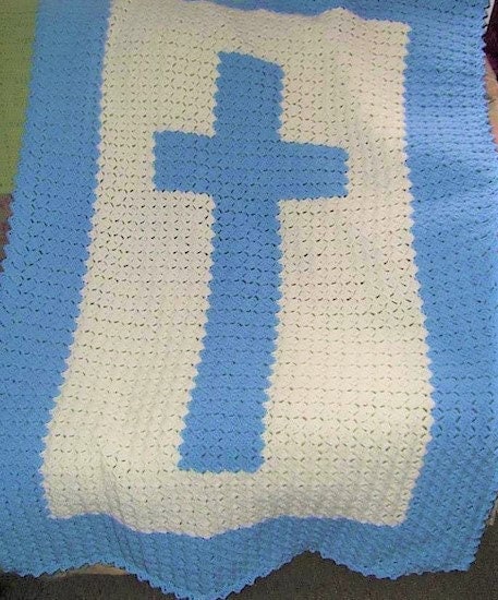Vintage Crochet Pattern Holy Cross Afghan PDF Instant Digital Download Religious Comfort Sympathy Prayer Blanket 10 Ply