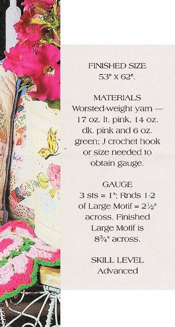 Vintage Crochet Pattern Flower Blossoms Buds Bouquet Afghan PDF Instant Digital Download Retro Floral Lacy Flower Patch Throw Blanket 10 Ply