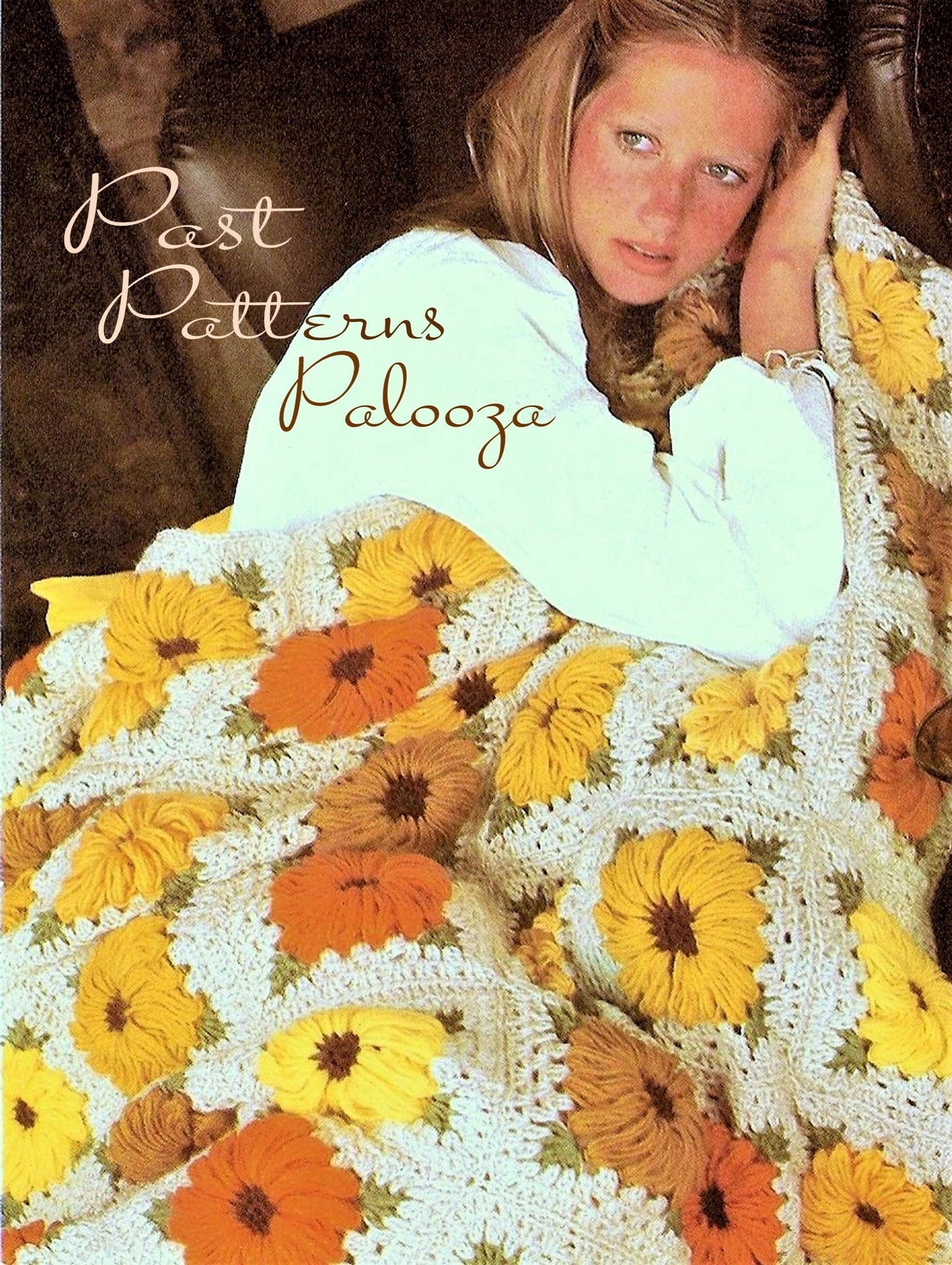 Vintage Crochet Pattern Chrysanthemum Daisies Granny Square Afghan PDF Instant Digital Download Pretty Flower Field Throw Coverlet 10 Ply