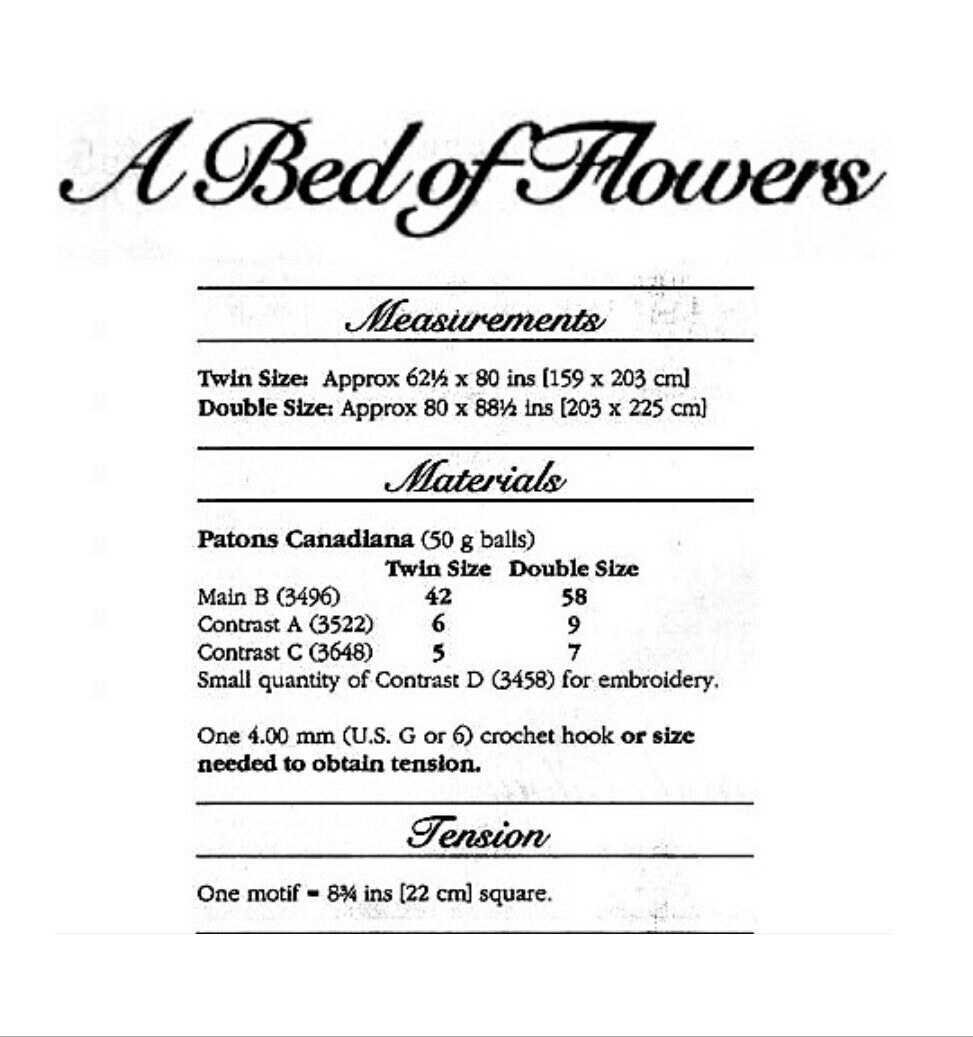 Vintage Crochet Pattern A Bed of Flowers Granny Rose Squares Bedspread Twin Full PDF Instant Digital Download Floral Afghan Blanket 10 Ply