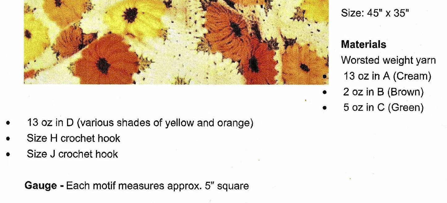 Vintage Crochet Pattern Chrysanthemum Daisies Granny Square Afghan PDF Instant Digital Download Pretty Flower Field Throw Coverlet 10 Ply