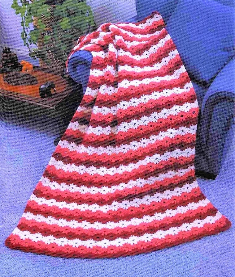 Vintage Crochet Pattern Daisy Chains Afghan Pattern PDF Instant Digital Download Daisy Interlocking Daisies Flower Blanket 10 Ply 41x50