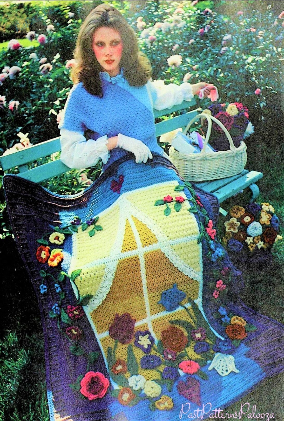 Vintage Crochet Pattern Beautiful Flower Window Box Afghan PDF Instant Digital Download Flower Box by Windowsill Design 10 Ply